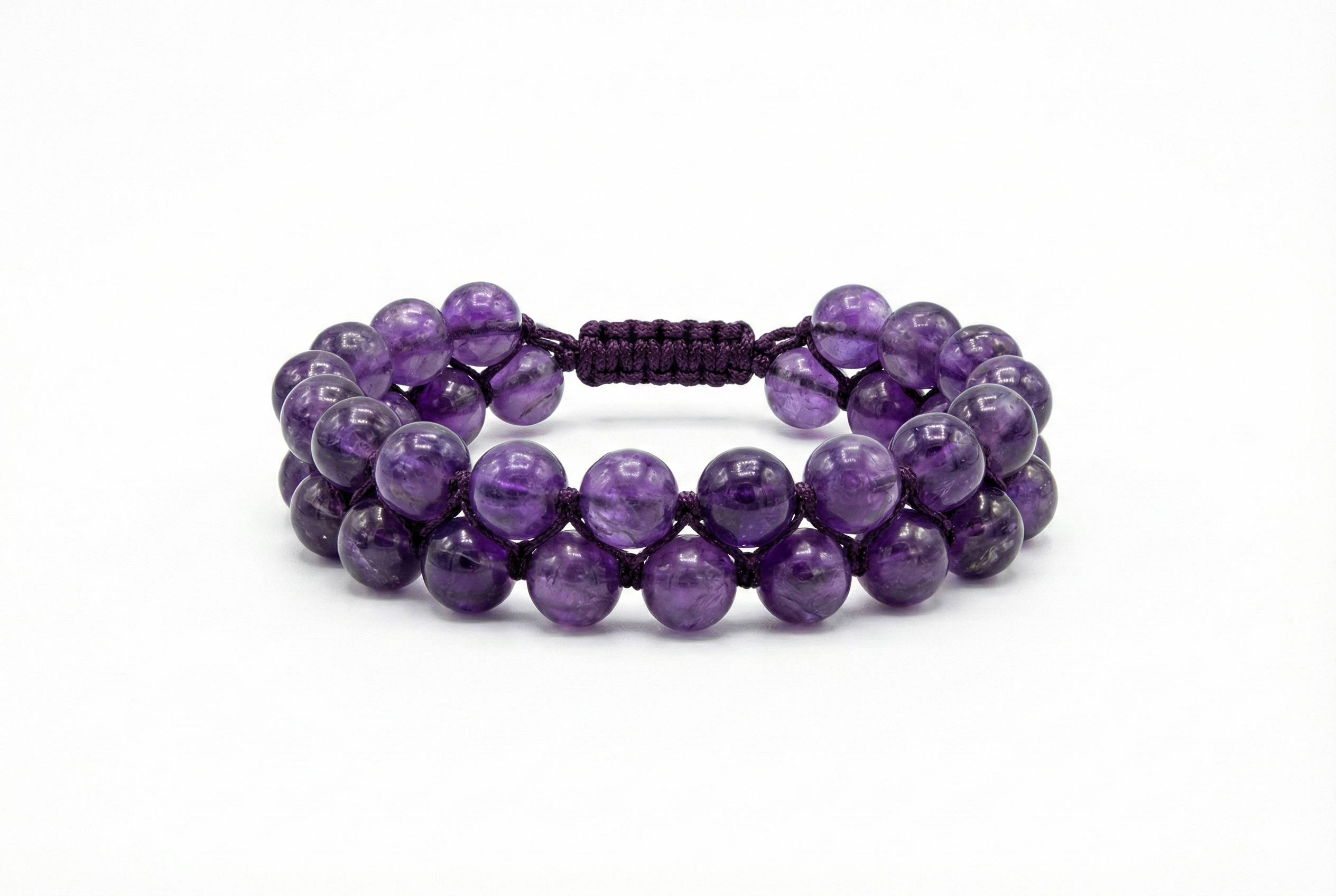 تصویر دستبند سنگ آمیتیست اصل (معدنی) | آرامش‌بخش، ضد استرس و جذب عشق | علیش گالری natural-amethyst-stone-bracelet-anti-stress