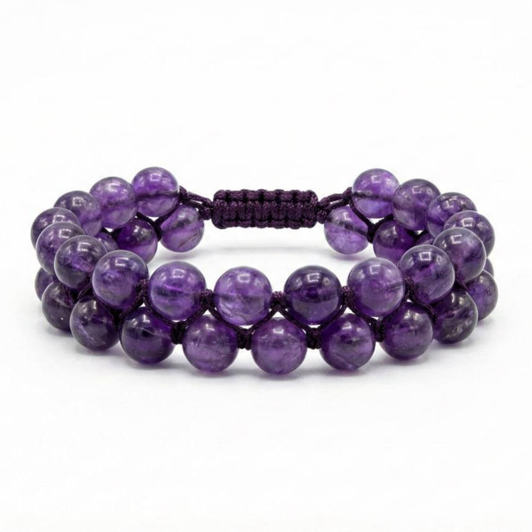 خرید دستبند سنگ آمیتیست اصل و معدنی (تراش گرد)