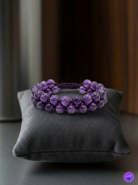 هدیه خاص دستبند سنگ ماه تولد بهمن (آمیتیست بنفش)