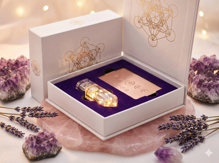 جعبه لوکس و اورجینال پکیج سابلیمینال جذب عشق و مغناطیس درون همراه با کریستال آمیتیست.